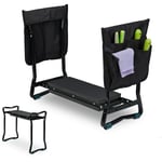 Relaxdays - Agenouilloir pour jardinage, banc pliable genoux, jusqu'à 150 kg, 2 sacs, rembourré, 50x60x27,5 cm, noir