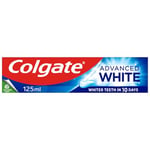 Colgate Advanced White Toothpaste 125ml | teeth whitening toothpaste | clinically proven whitening | whitens in 10 days | with active micro-cleansing crystals | new stain prevention | enamel safe