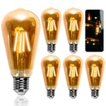 Aigostar Ampoules Edison Vintage E27 6W,600 Lumens,Blanc Chaud 2200K,Lampe Décorative ST64,Idéal pour la Maison, Bars, Café, Restaurant,Non Dimmable,Lot de 5