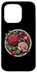 Coque pour iPhone 15 Pro Rose florale botanique, style bohème minimaliste, roses d'amour