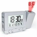 Horloge Réveil numérique à projection pour chambres à coucher, grand réveil avec projection au plafond avec port USB, batterie de secours, projecteur