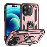 Apple iPhone 14 Pro Military Armour Ring Case RoseGold