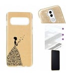 Coque Galaxy S10 PLUS glitter paillettes dore fee papillon noir