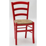 Fashion Commerce - Lot de 2 chaises en bois rouge en paille