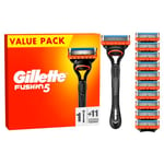 Gillette Fusion5 Recharges De Lames De Rasoir Pour Homme, 11 Recharges De Lames, Optimisées Pour Suivre Les Contours Du Visage, Avec Cinq Lames Anti-Friction Pour Un Rasage De Près