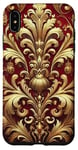 Coque pour iPhone XS Max Motif baroque rouge et beige royal