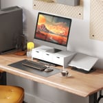 Monitor Stand Riser with 3 Drawers for Laptop, Computer, PC, White