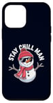 Coque pour iPhone 12 mini Stay Chill, Man Cool Winter Snowman, Noël