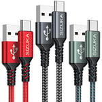 Câble USB C, Cable USB C Charge Rapide [3Pack/2m] 3.1A Chargeur Type C Nylon Câble USB A vers USB C pour Samsung Galaxy S22 S21 S20 S10 A13 A14 A21 A40 A53 A54