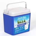 Large 30L Cooler Box Hot/Cold Insulated Freezer Cool 9 Hours Picnic Camping Portable with Carry Handle, packaging may vary, Blue