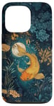 iPhone 13 Pro Gold Fish Moon Flowers Cottagecore Case