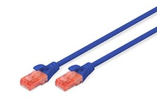 DIGITUS CAT 6 U-UTP patch cable, 1m, network LAN DSL Ethernet cable, LSZH, copper, AWG 26/7, blue