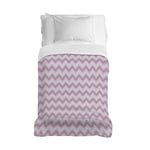 PENSIERI DELICATI Bedspread 170 x 280 cm, Single Sheet 100% Cotton Pique, Ideal as a Furniture Cover, 1 Square Bed Blanket, Pink Zigzag Pattern, 100% Made in Italy