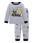 Little Hand Kids Pyjamas for Boys Pajama Set,Summer Boys Shorts Outfit,Kids 'Digger' Nightwear Clothing Set, 1-2 Years, Grey 2