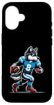 Coque pour iPhone 16 Wolf Football américain pour garçons