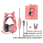 pink with box Casque Gamer rose avec microphone pour filles fille HiFi stéréo basse musique jeu noir mignon chat oreillette pour PC ordinateur portable accessoires de jeux vidéo, Play 4 Playstation 5 XBox écouteurs filaires ""Nipseyteko