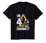 Youth Excavator Birthday Crushing It 4 Years Old Party T-Shirt