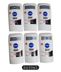 6 x NIVEA 72 Hrs Anti-Perspirant Black & White Invisible Clear Deo Stick 6x50ml