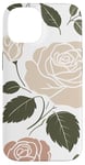 Coque pour iPhone 14 Rose florale botanique, style minimaliste