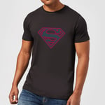 Justice League Superman Retro Grid Logo Men's T-Shirt - Black - 4XL