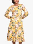 Alie Street Marissa Floral Bloom Midi Dress, Saffron Yellow