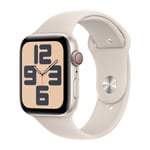 Apple Watch SE GPS + Cellular 44 mm Stjerneskær aluminium urkasse med Starligh sportsrem - S/M