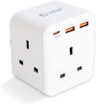 Unidapt 3 Way Plug Adaptor with 3 Fast Charge USB ports Multi Plug Extension PD