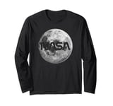 Retro NASA Worm Logo Full Moon Space Graphic Apollo Artemis Long Sleeve T-Shirt