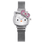 Montre Enfant ou Femme Motif Chat Hello Kitty Cadran et Bracelet Acier Gris