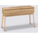 Pegane - Table console, meuble console avec 2 tiroirs en bois coloris beige - Longueur 114 x Profondeur 37 x Hauteur 76 cm