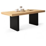 Table à manger extensible rectangle vito 6-10 personnes bois et noir 160-200 cm