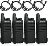 Rt622 Talkie Walkie,Mini Pmr446 Talkie Walkie Longue Portee,Vox,16 Ch,Ctcss/Dcs,Rechargeable Petit Talkie Walkie Professionnel Avec Casque Pour Restaurant,Ecole(Noir,2 Paires)