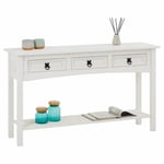 Table console meuble d'appoint style mexicain 3 tiroirs en pin massif blanc