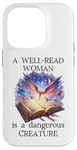 Coque pour iPhone 14 Pro A Well Read Woman is a Dangerous Creature Womens Floral Book