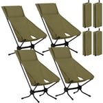 Woltu - Lot de 4 Chaises Pliante Camping, Chaise de Plage Pliable et Portable, Chaise de Pêche Ultra-légère, Vert