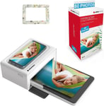 Agfa Photo Pack Imprimante Realipix Moments+Cartouches Et Papiers 80 Photos+Joli Cadre Magnétique-Impression Bluetooth Photo 10X15 Cm,Ios Et Android,4Pass Sublimation Thermique-Blanc