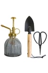 The Urban Gardener Glass Mister & Mini Trowel and Scissor Set