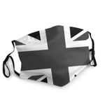 hangong Black And White Union Jack Flag Cloth Masks for Nose and Mouth, Washable Breathable Reusable Fabric Face Cover Multi-Functional Balaclava for Men Women