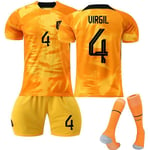 22-23 Nederländerna Home Set #10 #4 #21 T-shirt fotbollsuniform - Perfet No.4 Virgil van Dijk 26