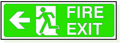 Fire Exit Left Arrow S/Ad Pack Qty 1