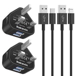 iPad Charger,2 Pack Apple iPad USB Lightning Charger Cable and Plug 5V/2.1A Charge for iPad Pro 12.9 11 2nd 3rd 4th 5th 6th Generation/Air 2 3rd 4th 5th/Mini 2 3 4 5 6/iPad 4th 6th 7th 8th 9th Black