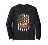 4th Of July Vintage American Flag Skeet Shooting Long Sleeve T-Shirt