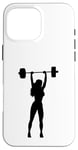 Coque pour iPhone 16 Pro Max Silhouette Femme Overhead Pressing a Barbell