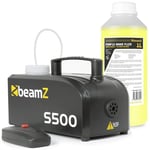 BeamZ S500 plast rökmaskin med 1 liter extra vätska, Rökmaskin med 1 liter rökvätska