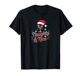 Naughty & Nice Christmas Funny Santa Xmas Wine Lovers T-Shirt