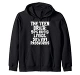 Teen Brain 50% Music Lyrics 50% Wifi Passwords Teenager Zip Hoodie