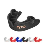 OPRO Bronze Level Protège-dents sport pour adultes et jeunes avec étui, bouclier de gomme pour hockey, crosse, rugby, MMA, boxe et autres sports de contact et de combat (Noir, adulte)