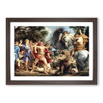 Big Box Art Peter Paul Rubens Attack Framed Wall Art Picture Print Ready to Hang, Walnut A2 (62 x 45 cm)