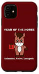Coque pour iPhone 11 Année du cheval mignon kawaii chinois zodiaque chinois nouvel an
