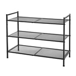 Songmics 3-Tier Shoe Rack, 9-12 par skor, förvaring av metallskor, för entré, svart